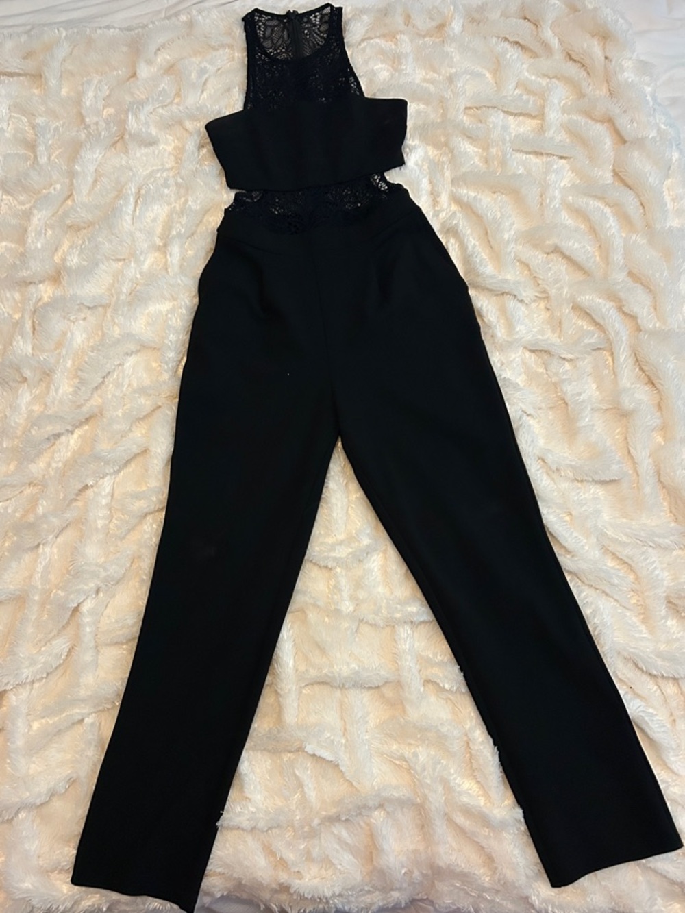 Express Black Lace-Trim Jumpsuit